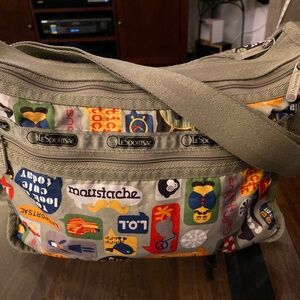 LeSportSac Texting & Emoji Green Shoulder Bag